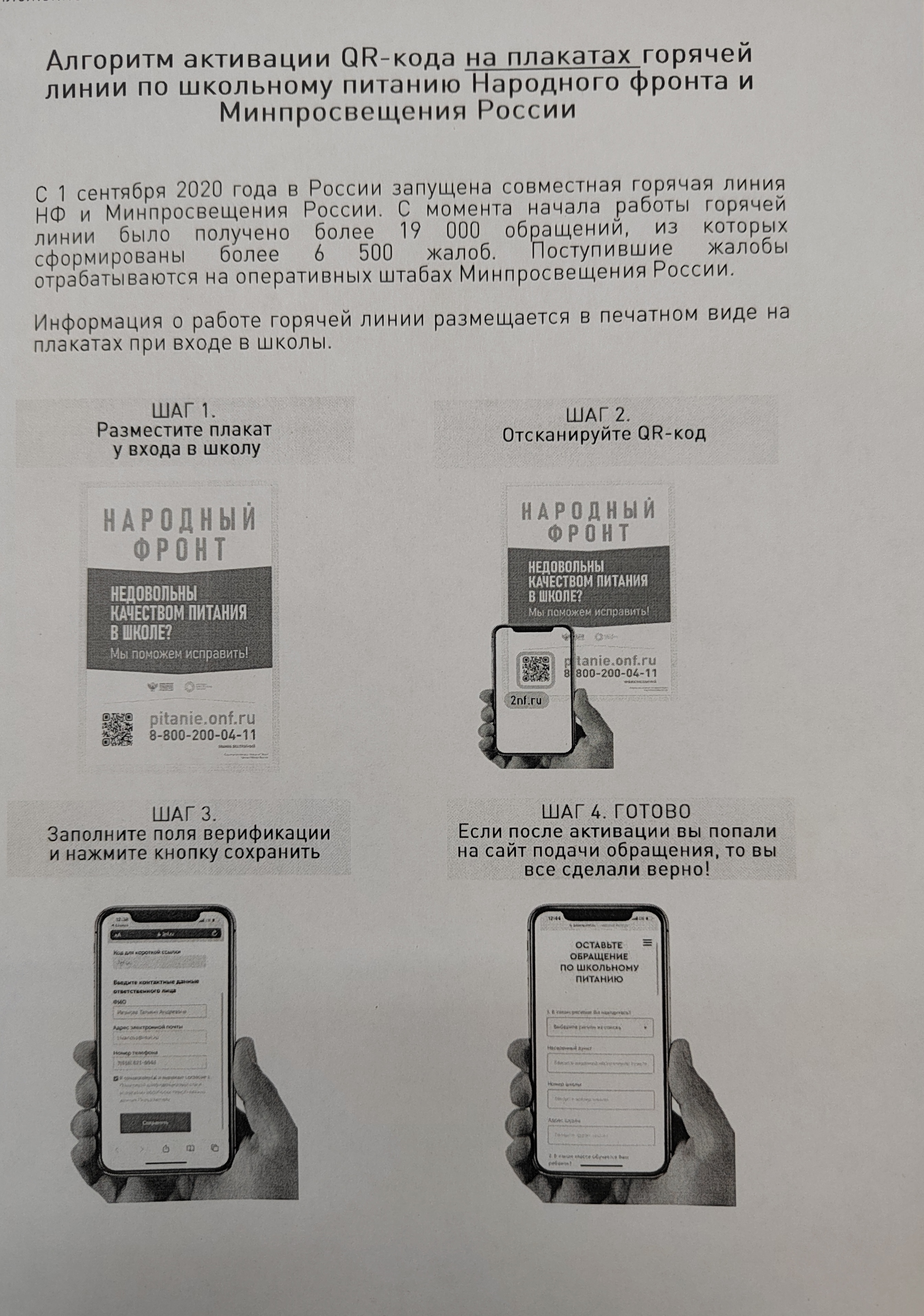 Горячая линия по школьному питанию.